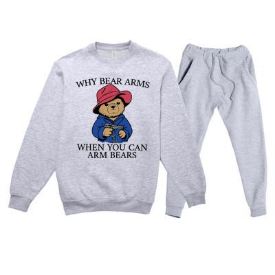 Why Bear Arms When You Can Arm Bears Funny Saying Quote Gift Premium Crewneck Sweatsuit Set