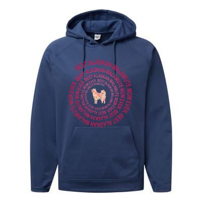 Womens Best Alaskan Malamute Mom Ever Spiral Dog Lover Mother's Day Performance Fleece Hoodie