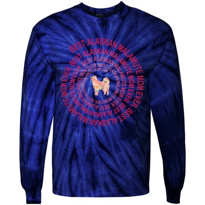 Womens Best Alaskan Malamute Mom Ever Spiral Dog Lover Mother's Day Tie-Dye Long Sleeve Shirt