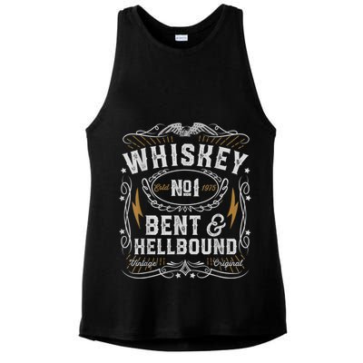 Whiskey Bent And Hellbound Country Music Biker Bourbon Ladies PosiCharge Tri-Blend Wicking Tank