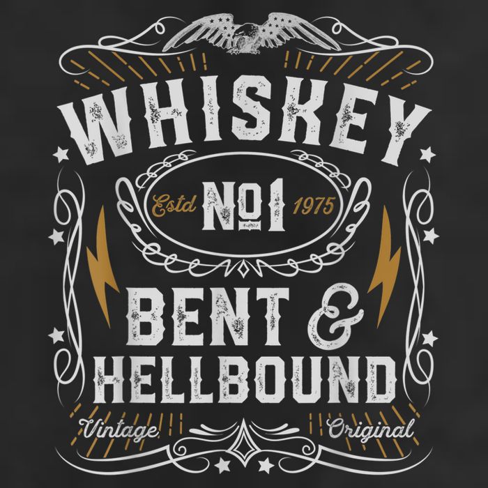 Whiskey Bent And Hellbound Country Music Biker Bourbon 7 Panel Mesh Trucker Snapback Hat
