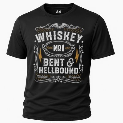 Whiskey Bent And Hellbound Country Music Biker Bourbon Cooling Performance Crew T-Shirt