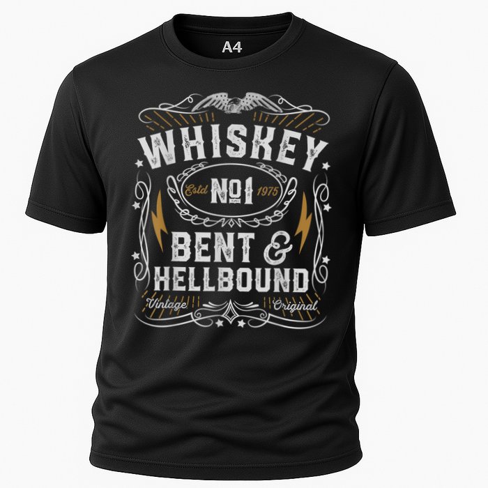 Whiskey Bent And Hellbound Country Music Biker Bourbon Cooling Performance Crew T-Shirt