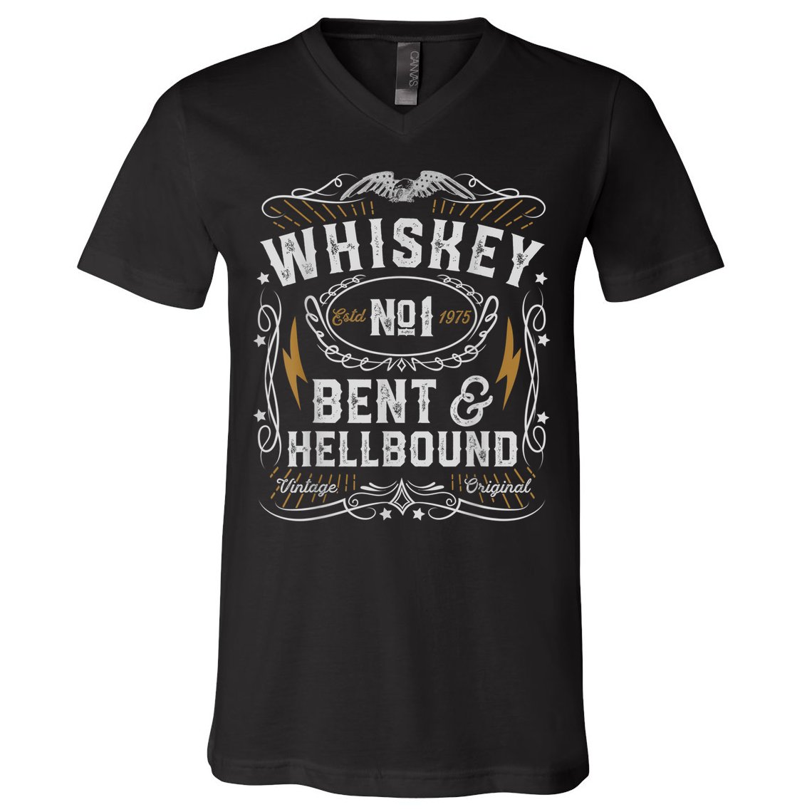 Whiskey Bent And Hellbound Country Music Biker Bourbon V-Neck T-Shirt