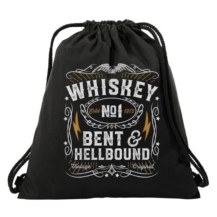 Whiskey Bent And Hellbound Country Music Biker Bourbon Drawstring Bag