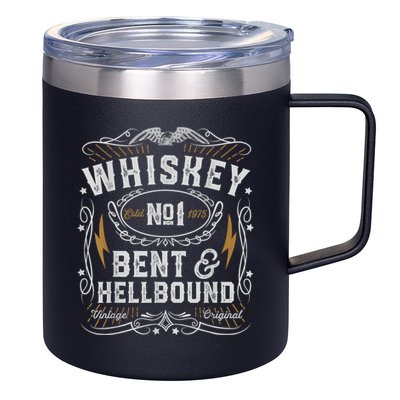 Whiskey Bent And Hellbound Country Music Biker Bourbon 12oz Stainless Steel Coffee Mug