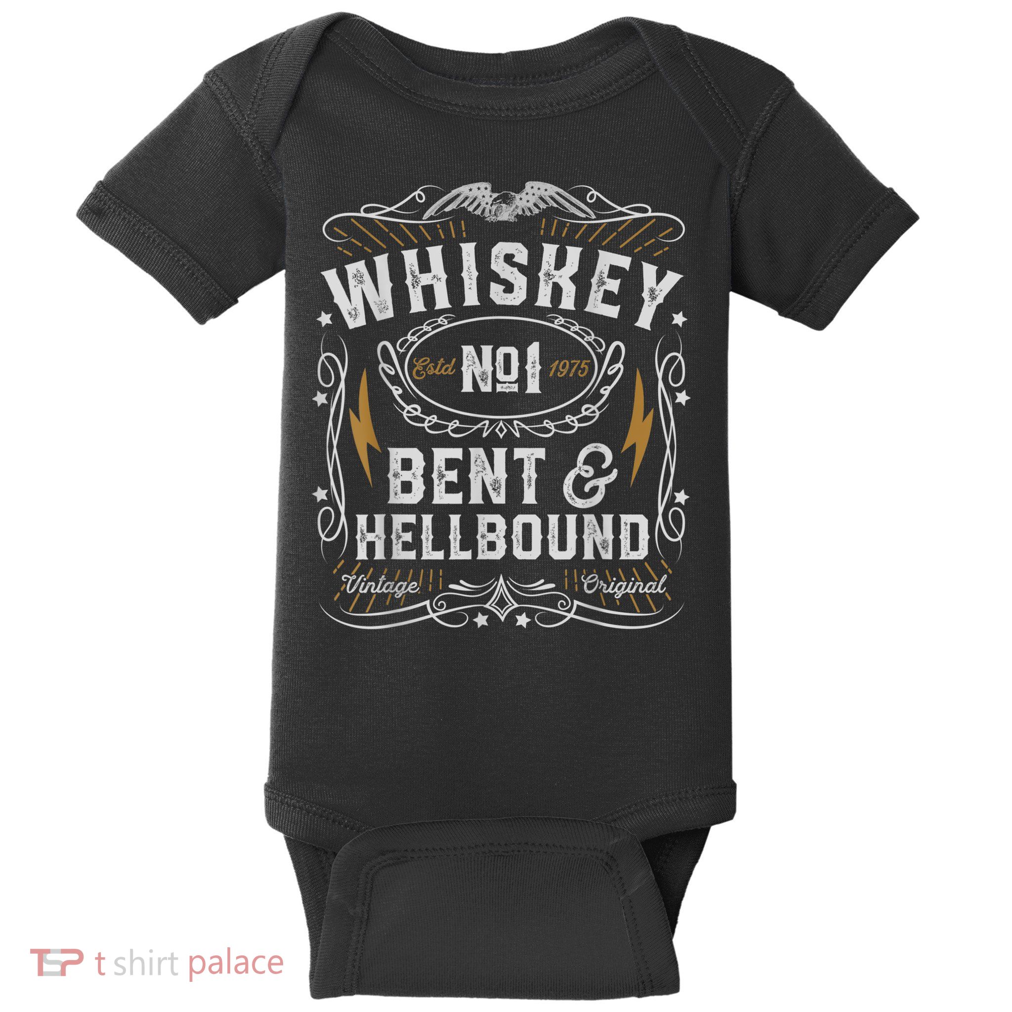 Whiskey Bent And Hellbound Country Music Biker Bourbon Baby Bodysuit