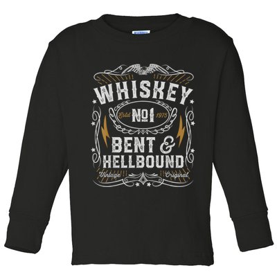Whiskey Bent And Hellbound Country Music Biker Bourbon Toddler Long Sleeve Shirt