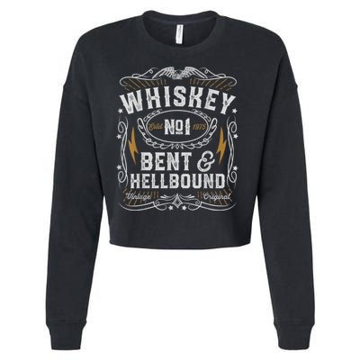 Whiskey Bent And Hellbound Country Music Biker Bourbon Cropped Pullover Crew