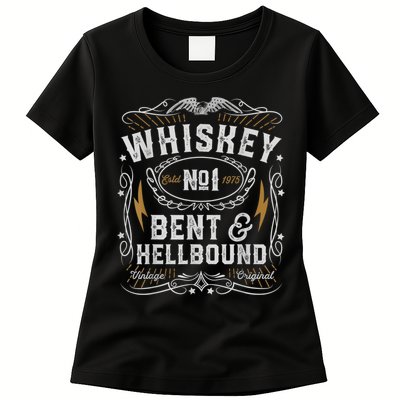 Whiskey Bent And Hellbound Country Music Biker Bourbon Womens T-Shirt