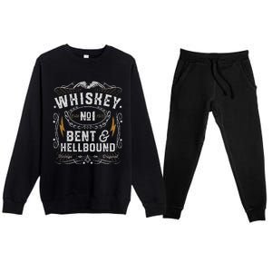 Whiskey Bent And Hellbound Country Music Biker Bourbon Gift Premium Crewneck Sweatsuit Set