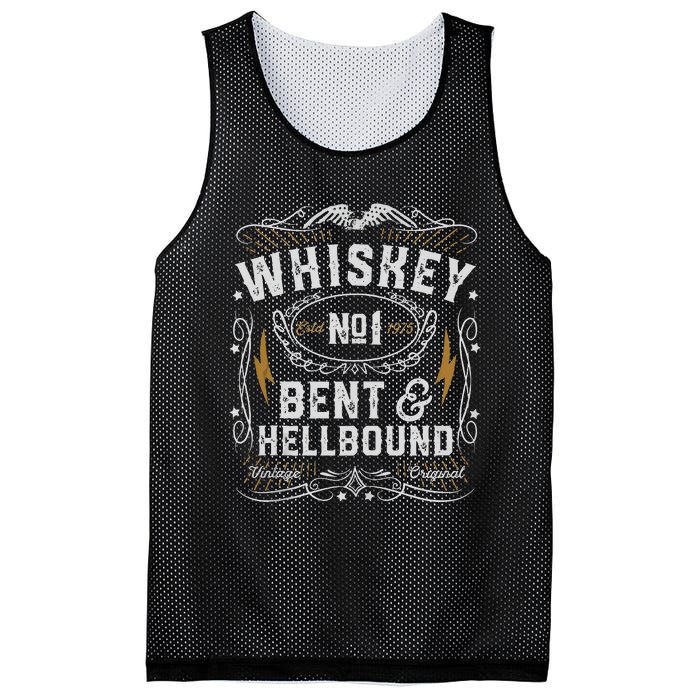 Whiskey Bent And Hellbound Country Music Biker Bourbon Gift Mesh Reversible Basketball Jersey Tank