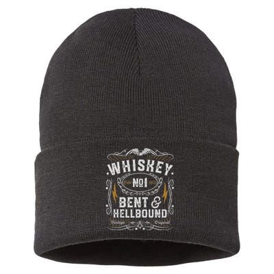 Whiskey Bent And Hellbound Country Music Biker Bourbon Gift Sustainable Knit Beanie