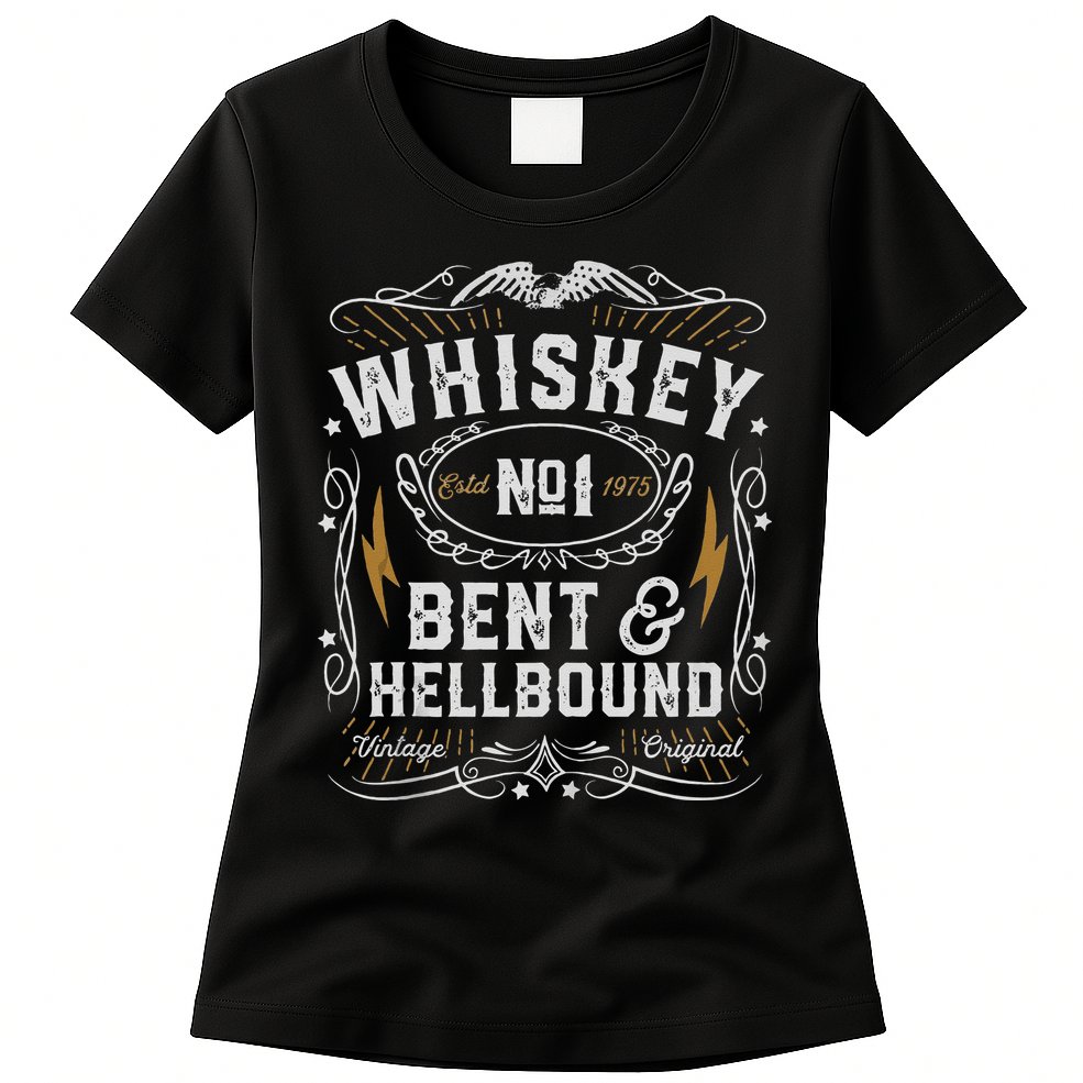 Whiskey Bent And Hellbound Country Music Biker Bourbon Gift Womens T-Shirt