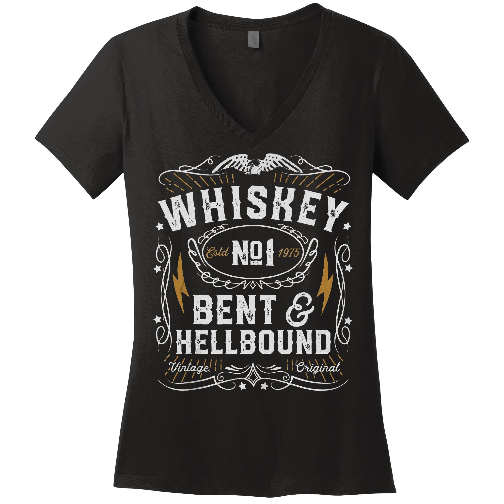 Whiskey Bent And Hellbound Country Music Biker Bourbon Gift Women's V-Neck T-Shirt