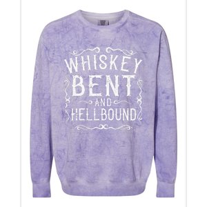 Whiskey Bent And Hellbound Country Biker Bourbon Gift Colorblast Crewneck Sweatshirt