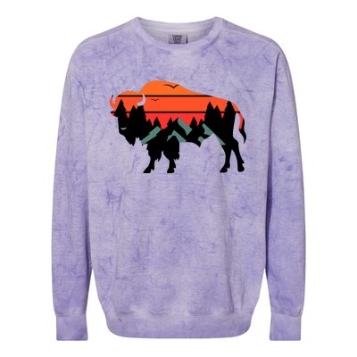 Wyoming Bison American Buffalo Vintage Souvenir Gift Colorblast Crewneck Sweatshirt