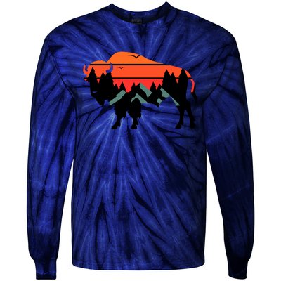 Wyoming Bison American Buffalo Vintage Souvenir Gift Tie-Dye Long Sleeve Shirt