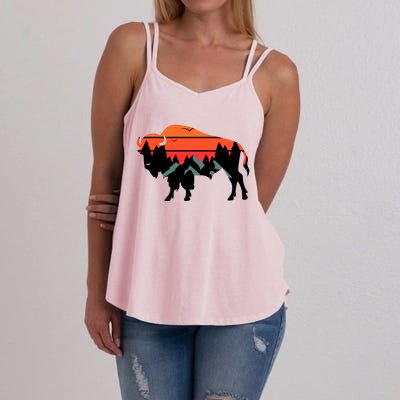 Wyoming Bison American Buffalo Vintage Souvenir Gift Women's Strappy Tank