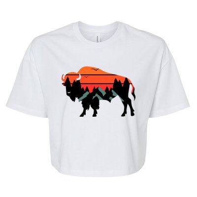 Wyoming Bison American Buffalo Vintage Souvenir Gift Bella+Canvas Jersey Crop Tee