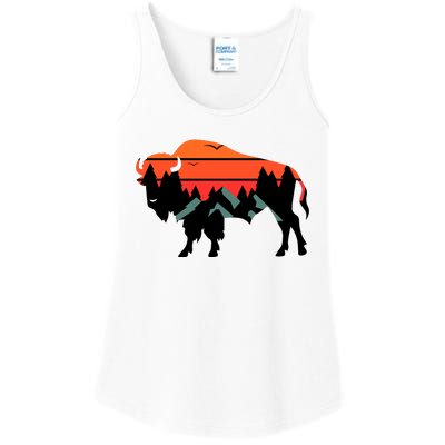 Wyoming Bison American Buffalo Vintage Souvenir Gift Ladies Essential Tank