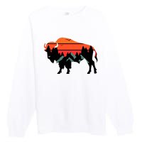 Wyoming Bison American Buffalo Vintage Souvenir Gift Premium Crewneck Sweatshirt