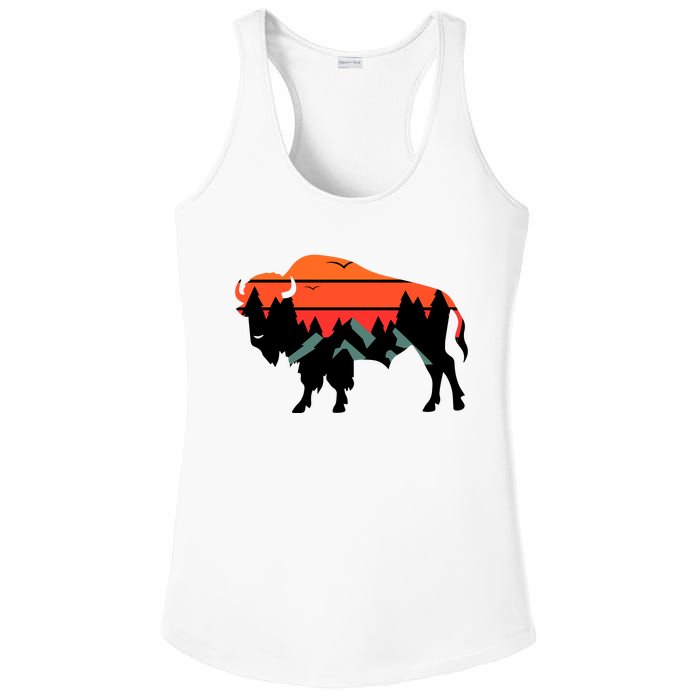 Wyoming Bison American Buffalo Vintage Souvenir Gift Ladies PosiCharge Competitor Racerback Tank