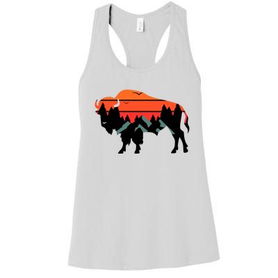 Wyoming Bison American Buffalo Vintage Souvenir Gift Women's Racerback Tank