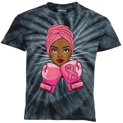 Woman Black African American Fight Breast Cancer Gift Kids Tie-Dye T-Shirt