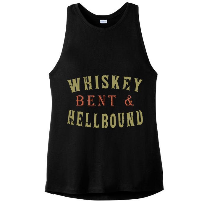 Whiskey Bent And Hell Bound Drinking Drunk Party Hellbound Ladies PosiCharge Tri-Blend Wicking Tank