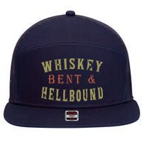 Whiskey Bent And Hell Bound Drinking Drunk Party Hellbound 7 Panel Mesh Trucker Snapback Hat