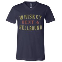 Whiskey Bent And Hell Bound Drinking Drunk Party Hellbound V-Neck T-Shirt