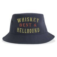 Whiskey Bent And Hell Bound Drinking Drunk Party Hellbound Sustainable Bucket Hat