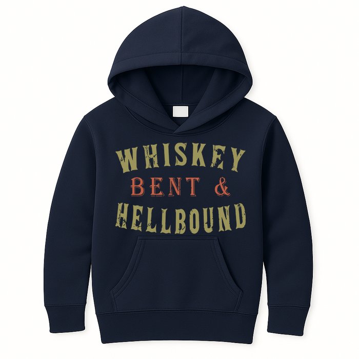 Whiskey Bent And Hell Bound Drinking Drunk Party Hellbound Kids Hoodie