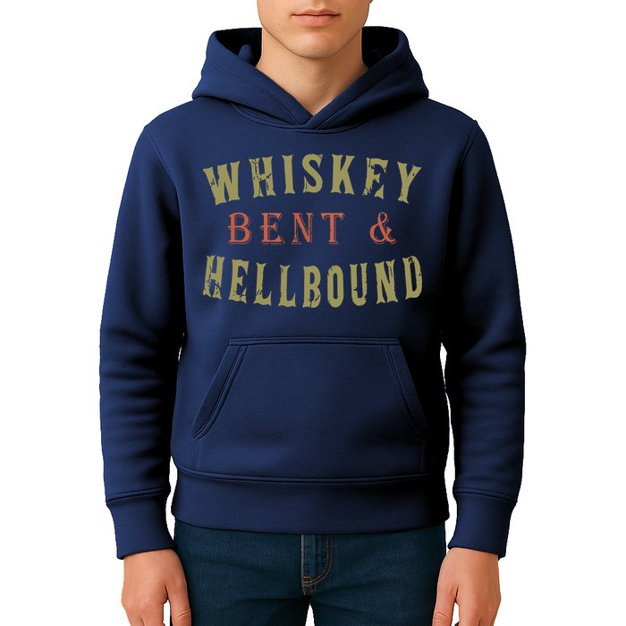 Whiskey Bent And Hell Bound Drinking Drunk Party Hellbound Kids Hoodie
