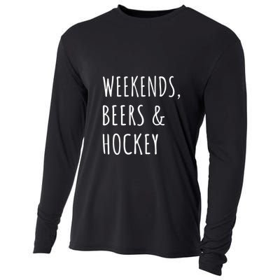 Weekends, Beers And Hockey Father's Day Gift Cooling Performance Long Sleeve Crew