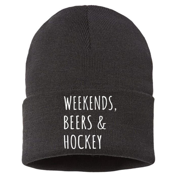 Weekends, Beers And Hockey Father's Day Gift Sustainable Knit Beanie