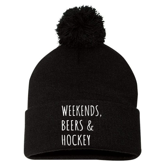 Weekends, Beers And Hockey Father's Day Gift Pom Pom 12in Knit Beanie