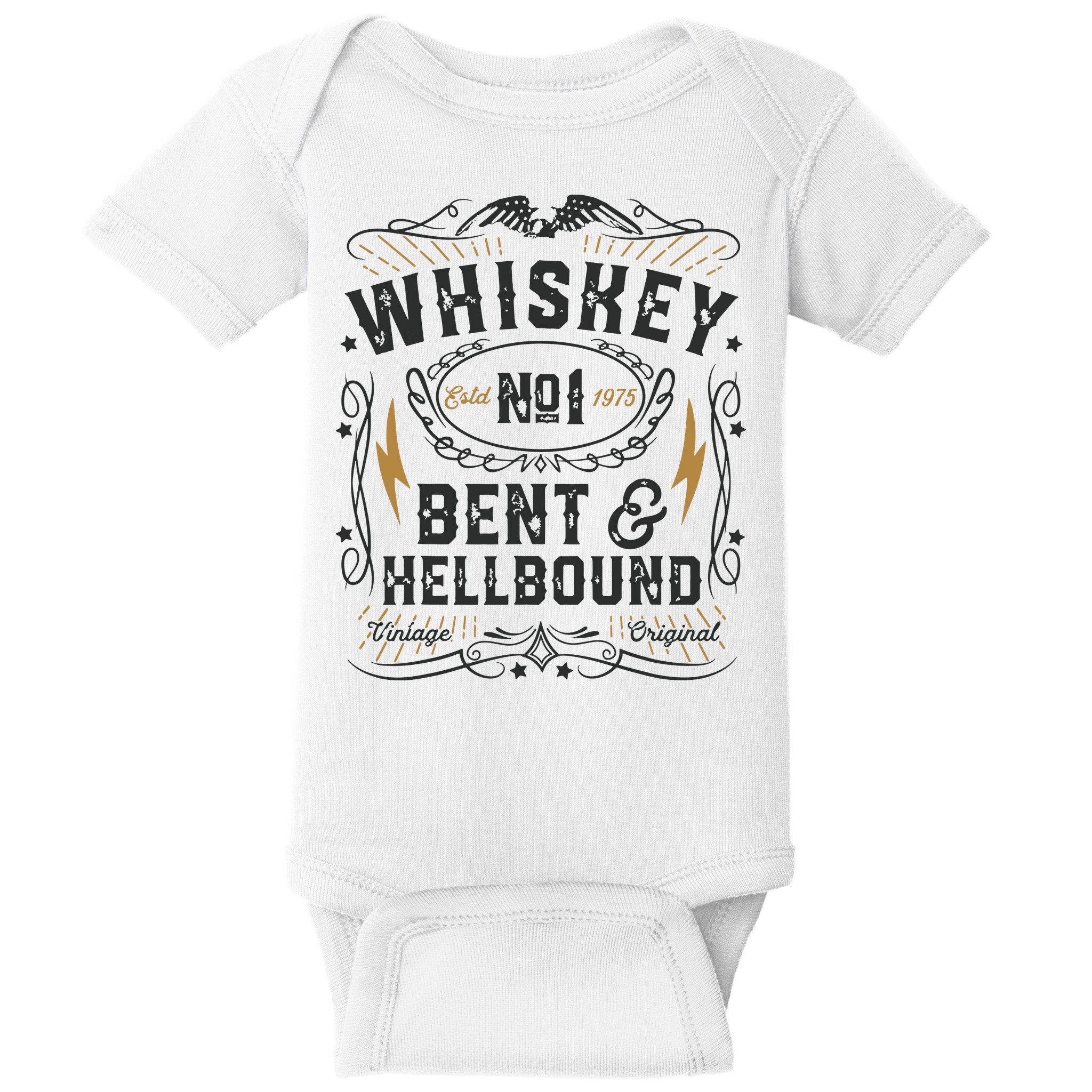 Whiskey Bent And Hellbound Country Music Biker Bourbon Gift Baby Bodysuit