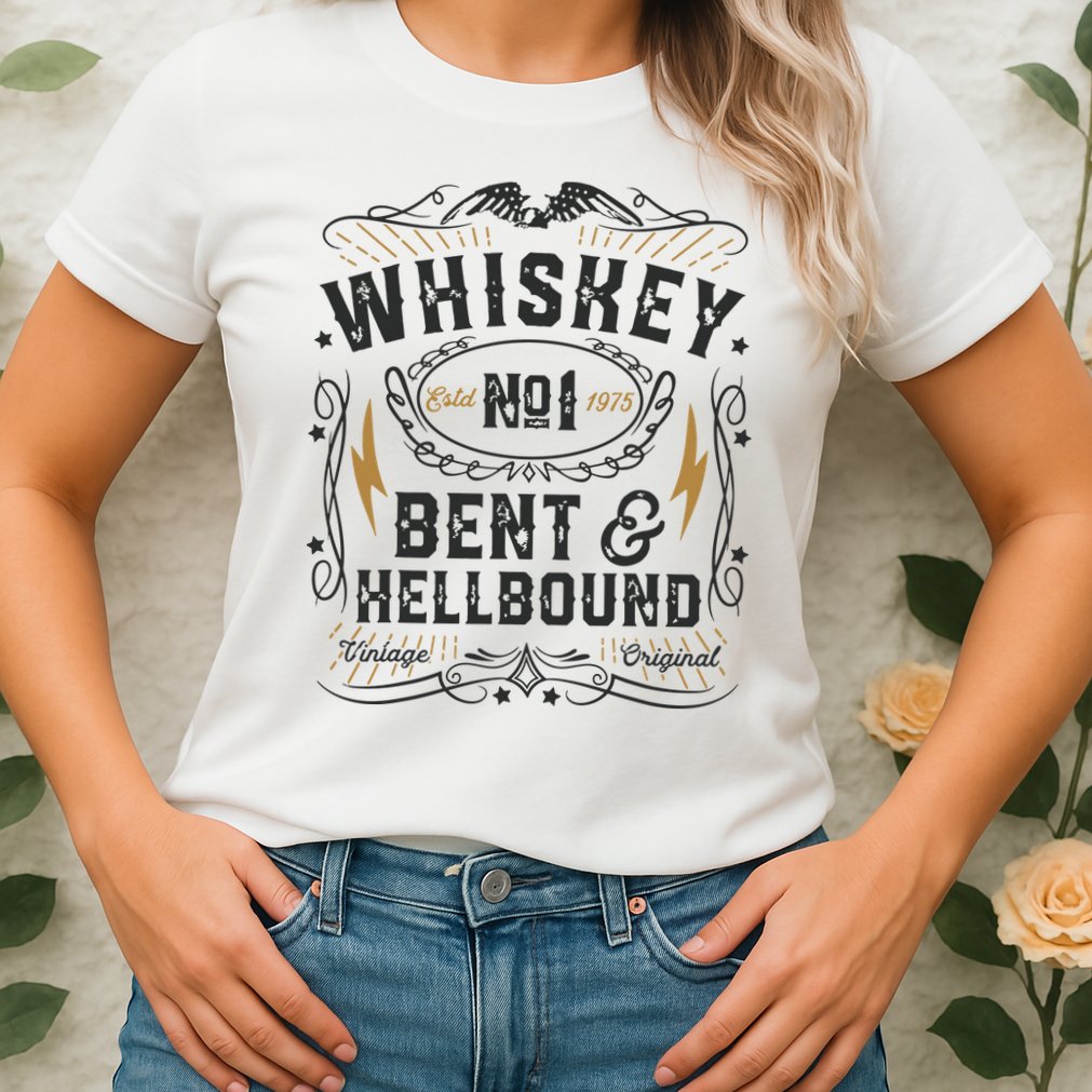 Whiskey Bent And Hellbound Country Music Biker Bourbon Gift Womens T-Shirt