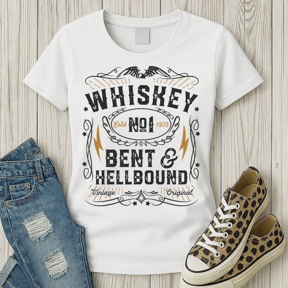 Whiskey Bent And Hellbound Country Music Biker Bourbon Gift Womens T-Shirt