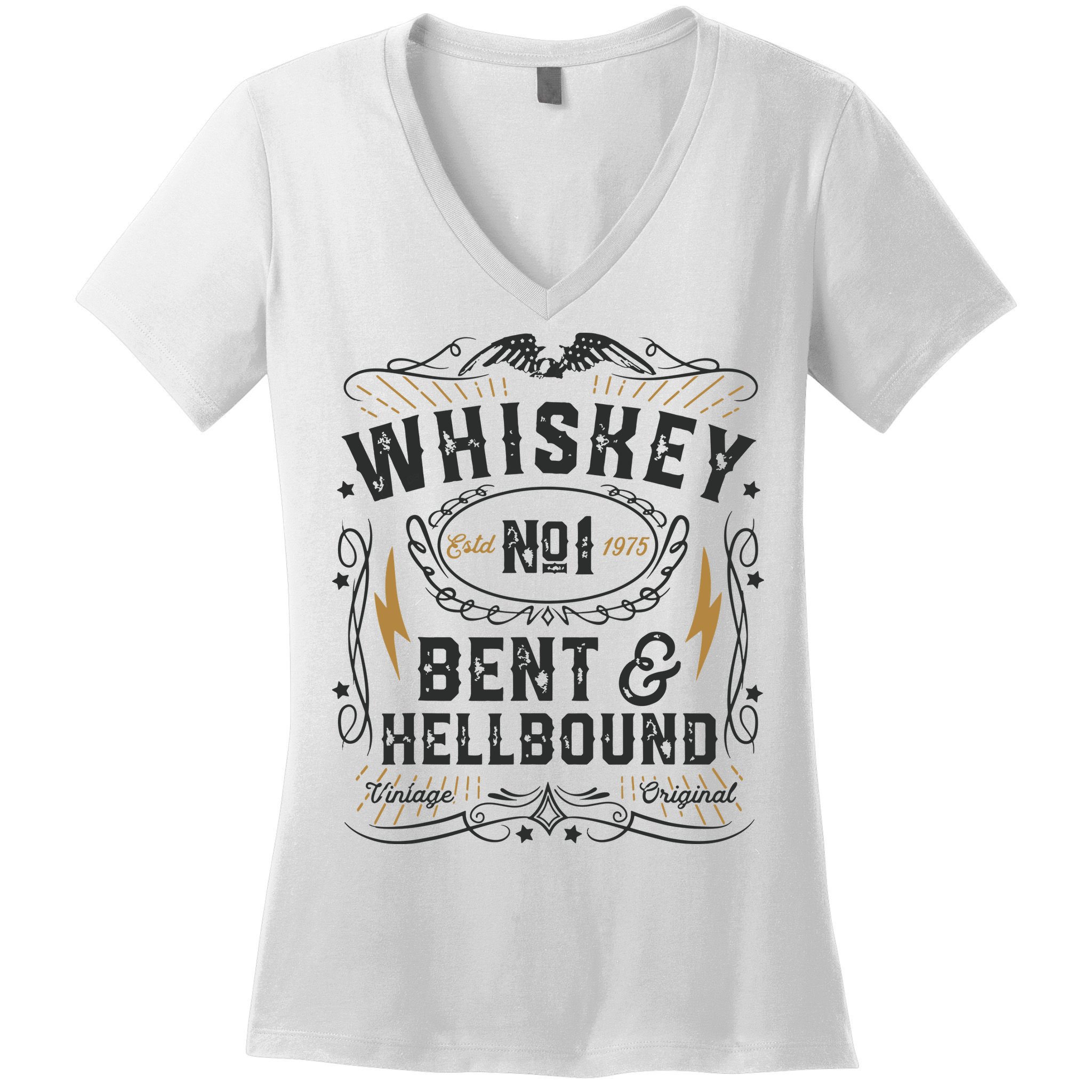 Whiskey Bent And Hellbound Country Music Biker Bourbon Gift Women's V-Neck T-Shirt