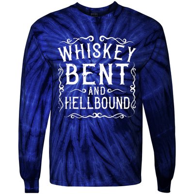 Whiskey Bent And Hellbound Country Music Biker Bourbon Gift Tie-Dye Long Sleeve Shirt