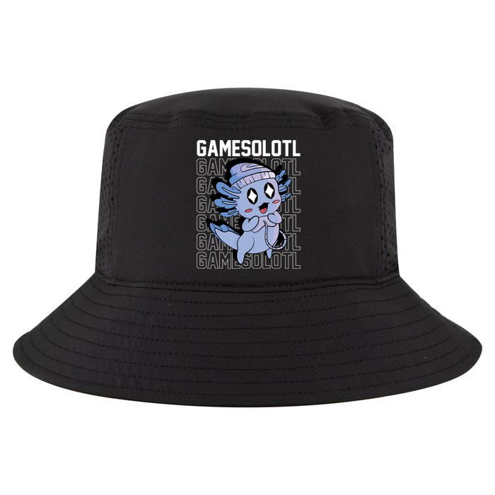 Whimsical Blue Axolotl With Gaming Sports Cap And Scarf Cool Comfort Performance Bucket Hat
