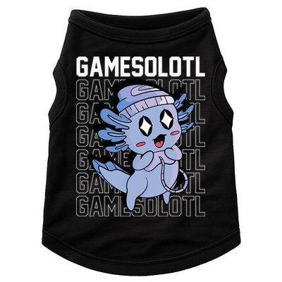 Whimsical Blue Axolotl With Gaming Sports Cap And Scarf Doggie Tank