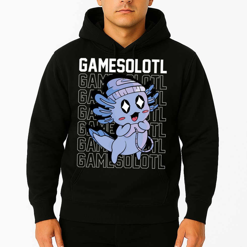 Whimsical Blue Axolotl With Gaming Sports Cap And Scarf Hoodie