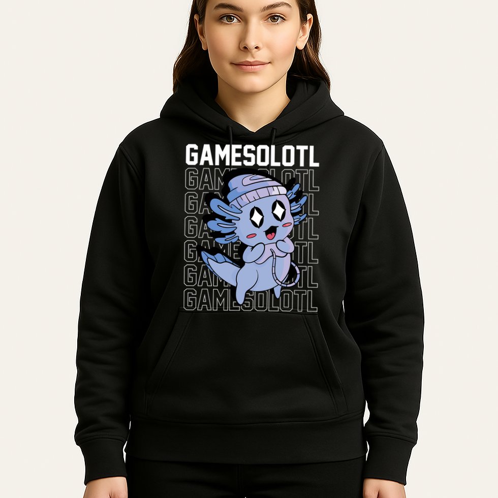 Whimsical Blue Axolotl With Gaming Sports Cap And Scarf Hoodie