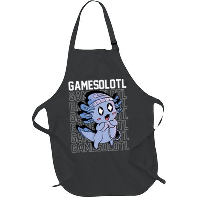 Whimsical Blue Axolotl With Gaming Sports Cap And Scarf Apron