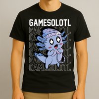 Whimsical Blue Axolotl With Gaming Sports Cap And Scarf T-Shirt