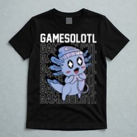 Whimsical Blue Axolotl With Gaming Sports Cap And Scarf T-Shirt
